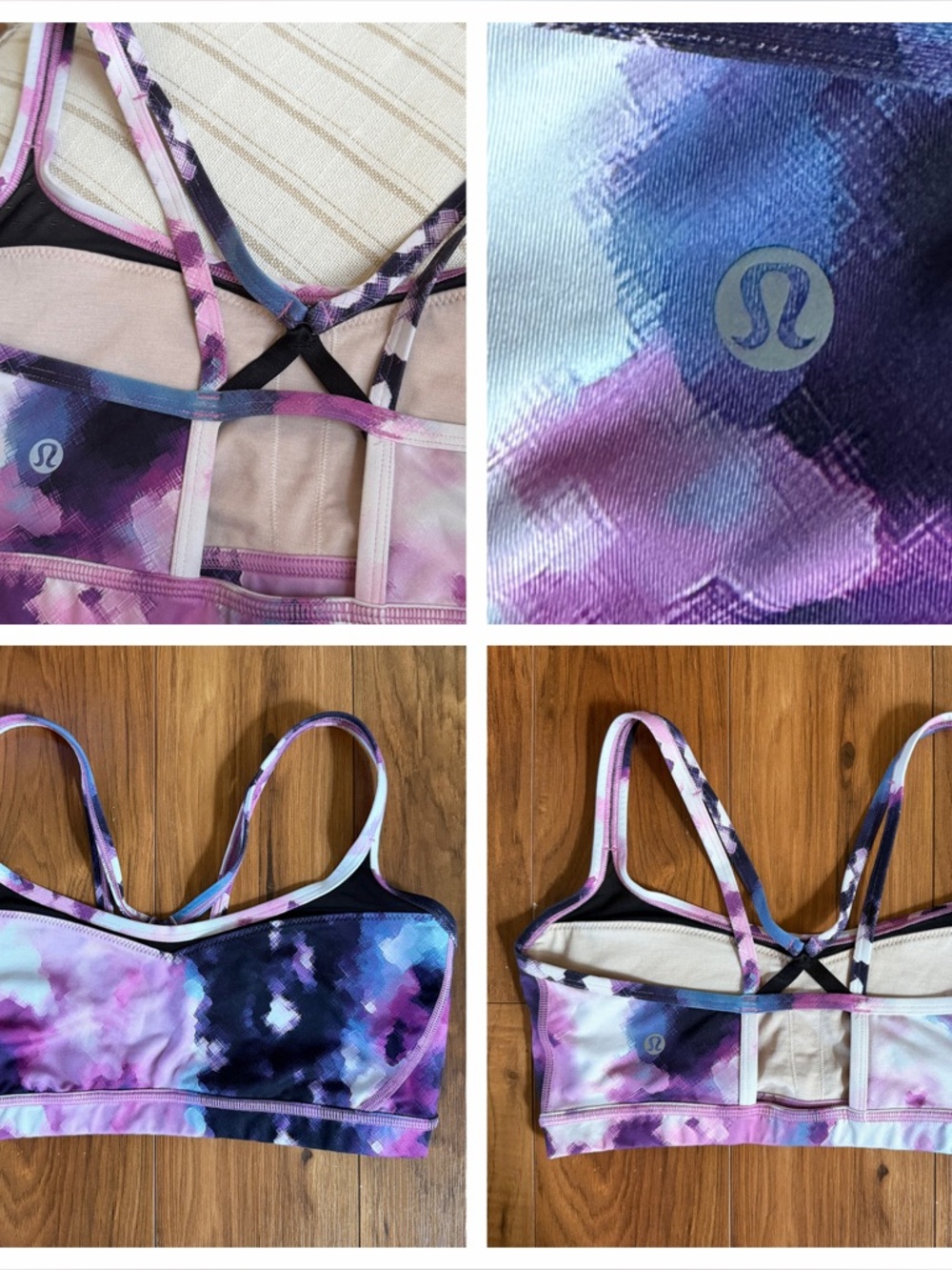 lululemon athletica Purple Pink Blue Tie-Dye Strappy Sports Bra